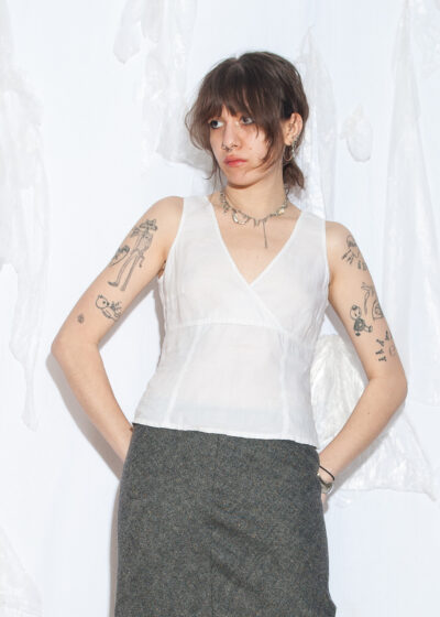 Vintage Y2K Ramie Blouse in White
