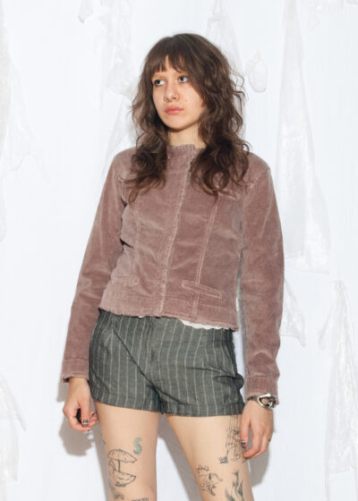 Vintage Y2K Fitted Jacket in Mauve Cotton Corduroy