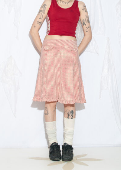 Vintage Y2K Circus Midi Skirt in Red Striped