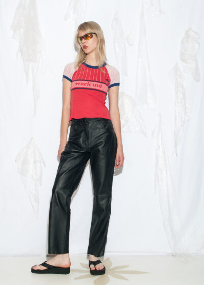 Vintage Y2K High Rise Leather Trousers in Black