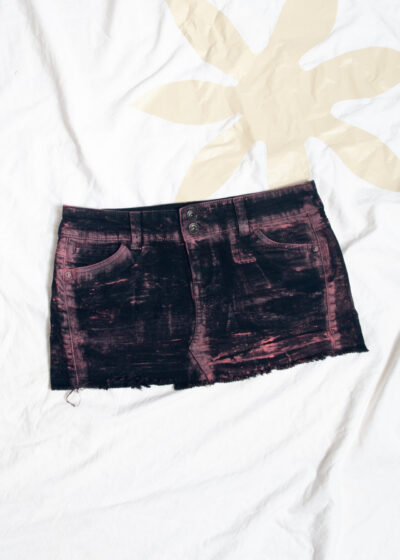 Reworked Vintage Y2K Denim Micro Skirt in Black and Pink