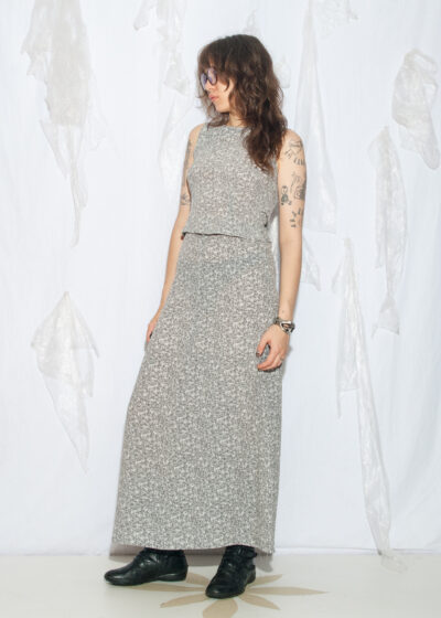 Vintage 90s Grunge Floral Skirt Set in Grey
