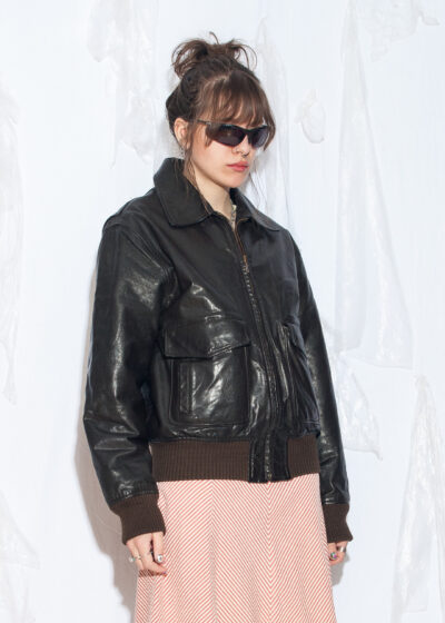 Vintage 90s Brown Leather Bomber Jacket