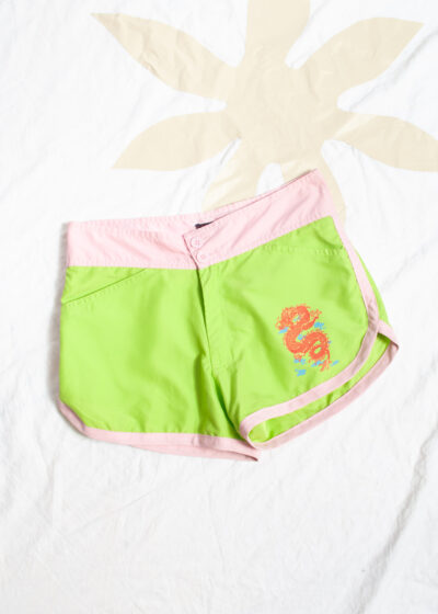 Vintage Y2K Dragon Micro Shorts in Neon Green