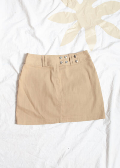 Vintage Y2K Denim Micro Skirt in Beige