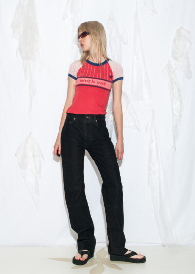 Vintage Y2K Enjoy Leather Trousers in Black