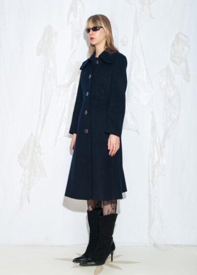 Vintage 60s Mod Wool Coat in Dark Blue