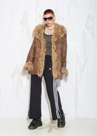 Vintage Y2K Penny Lane Leather Coat in Brown