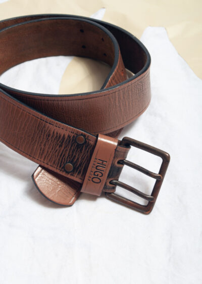 Vintage Y2K Hugo Boss Leather Belt in Brown