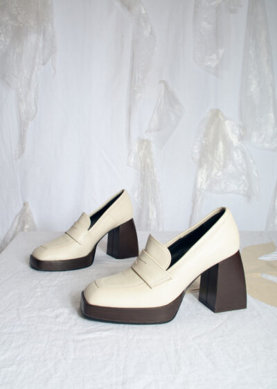 Vintage Y2K Leather Platform Shoes with Block Heels