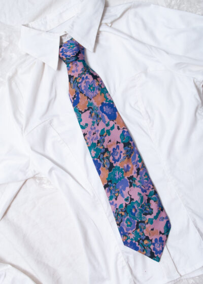 Vintage 80s Psychedelic Flower Power Silk Tie