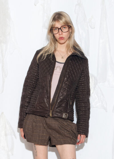 Vintage Y2K Gas Quilted Puffer Jacket in Brown