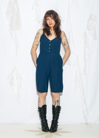 Vintage 90s Blue Linen Playsuit
