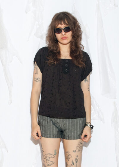 Vintage Y2K Dark Coquette Dolly Top in Black