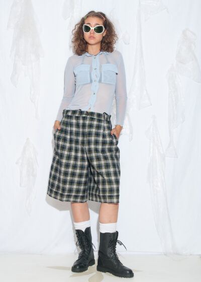 Vintage 80s Grunge Checked Wool Shorts