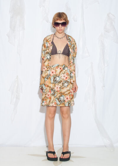 Vintage 80s Hawaiian Shirt Skirt Two Piece Set