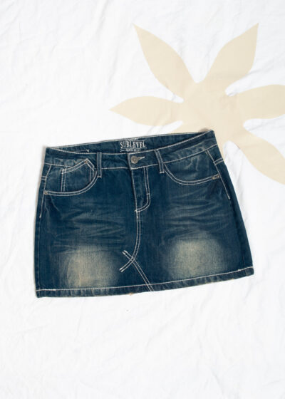 Vintage Y2K Sublevel Dark Blue Denim Micro Skirt
