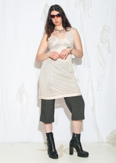 Vintage 70s Beige Sheer Slip Dress