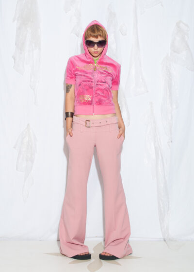 Vintage Y2K Ed Hardy Pink Velvet Tracksuit Hoodie