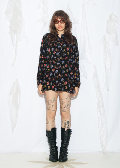 Vintage 90s Black Floral Whimsy Grunge Shirt