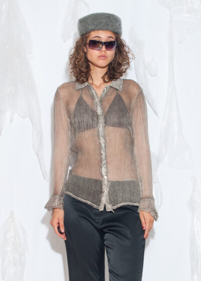 Vintage Y2K Patrizia Dini Grey Sheer Silk Blouse