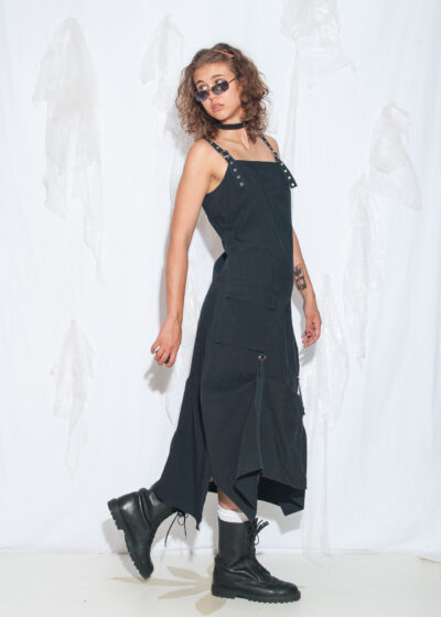 Vintage Y2K Ici Et Maintenant Black Parachute Dress