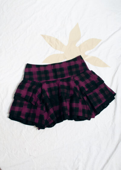 Vintage Y2K Purple Plaid Mini Skirt