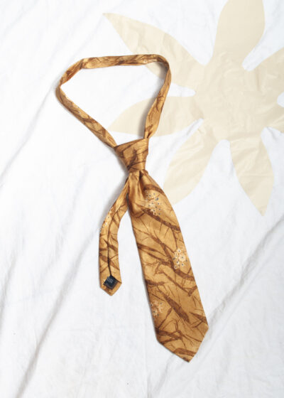 Vintage Y2K Roland Gold Floral Silk Tie