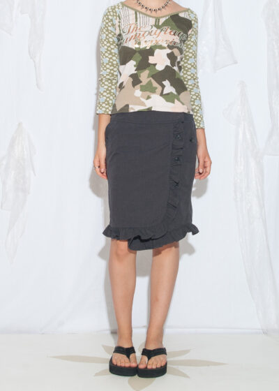 Vintage Y2K Grey Cotton Midi Skirt