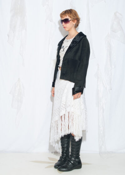 Vintage 60s Fur Collar Black Leather Mod Jacket