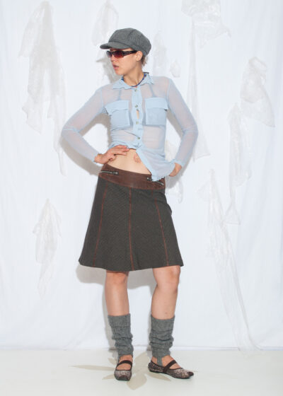 Vintage Y2K Morgan de Toi Grey Striped Midi Skirt