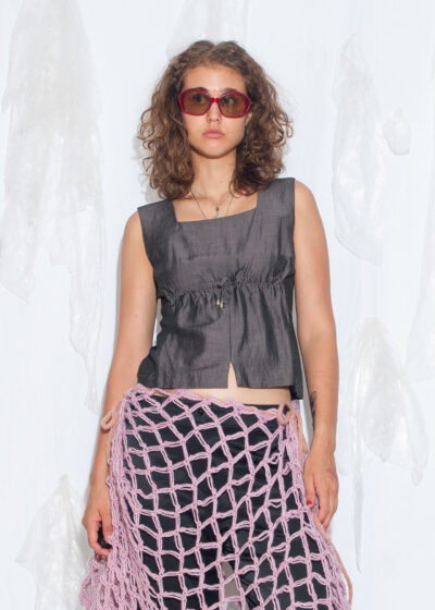 Vintage Y2K Nabuk Grey Linen Top