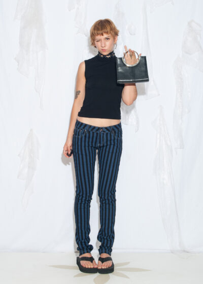 Vintage Y2K D. King Black Pinstripe Slim Jeans