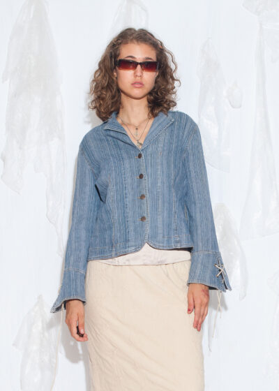 Vintage Y2K Blue Bell Sleeve Denim Blazer