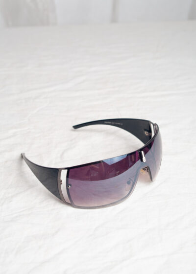 Vintage Y2K Value Vision Black Shield Sunglasses
