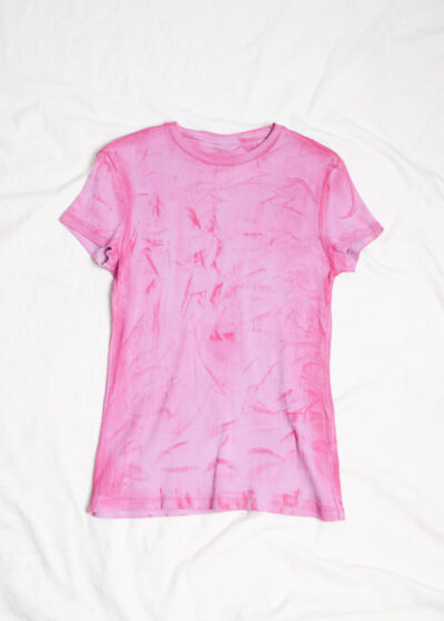 Reworked Vintage Y2K Pink Hand Painted Baby Tee