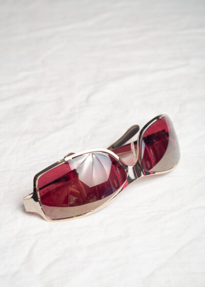 Vintage Y2K Titanic Gold Pink Oval Sunglasses