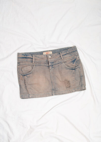 Reworked Vintage Y2K Overdyed Brown Denim Micro Skirt