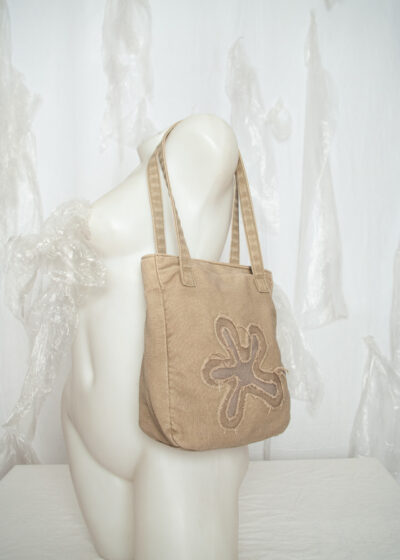 Vintage Y2K Beige Embroidered Flower Canvas Bag
