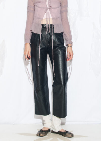 Vintage 80s Mokka-nappa Black Leather Pants