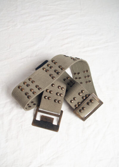 Vintage Y2K Bronze Studded Canvas Belt