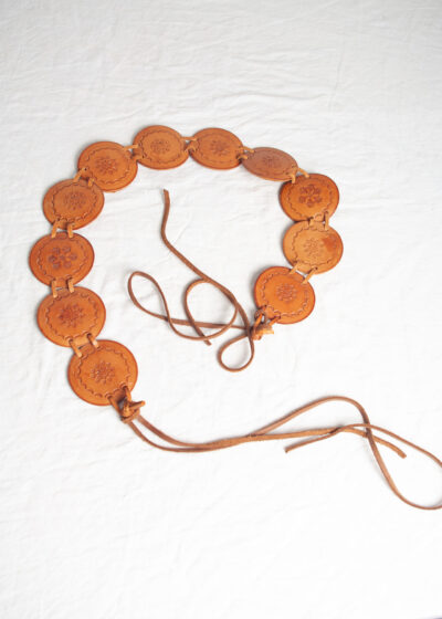 Vintage 70s Boho Brown Leather Belt