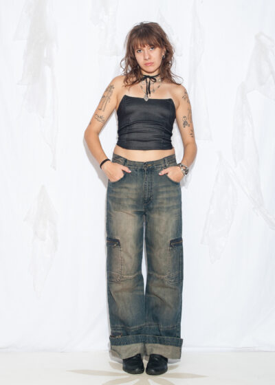 Reworked Vintage Y2K Dirty Mud Wash Cargo Jeans