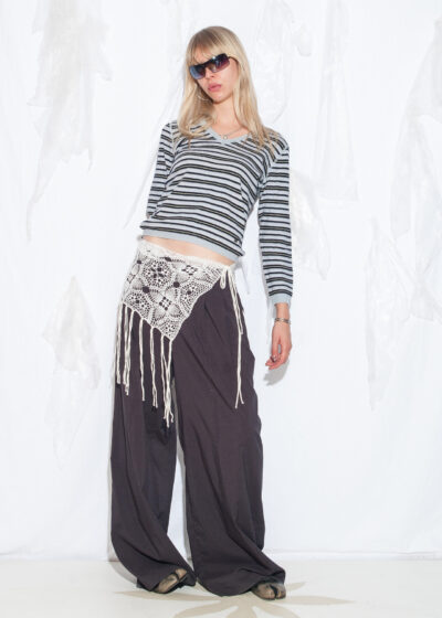 Vintage Y2K März Blue Striped Wool Knit Sweater