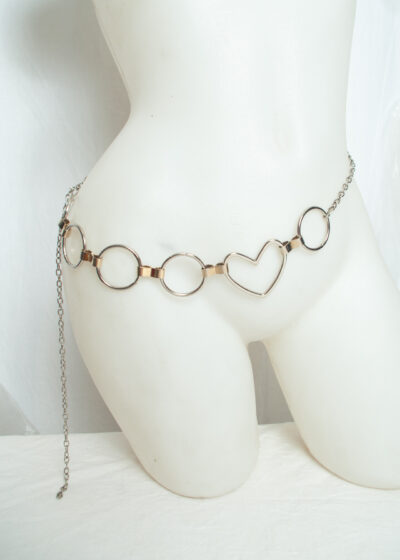 Vintage Y2K Silver Gold Waist Chain with Heart