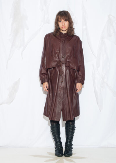 Vintage 80s Khazar Khaz Brown Leather Parka Coat